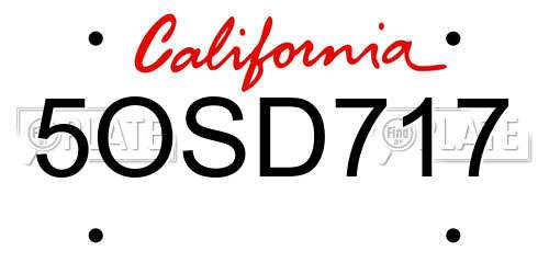 5OSD717 California License Plate