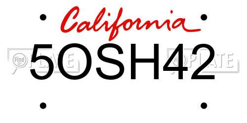 5OSH42 California License Plate