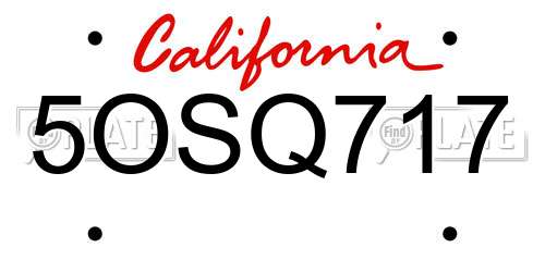5OSQ717 California License Plate