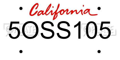 5OSS105 California License Plate