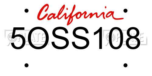5OSS108 California License Plate