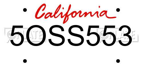 5OSS553 California License Plate