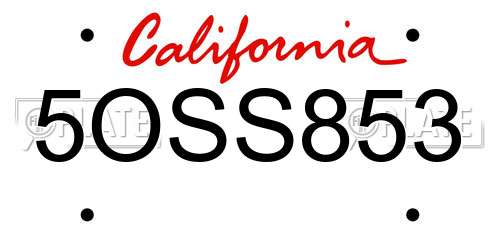 5OSS853 California License Plate