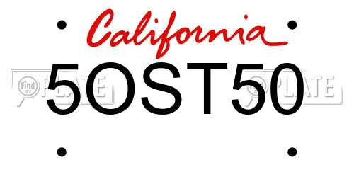 5OST50 California License Plate