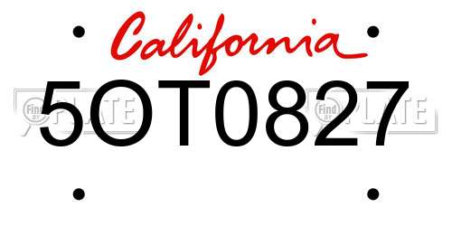 5OT0827 California License Plate