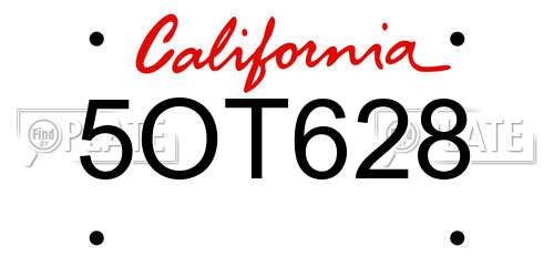5OT628 California License Plate
