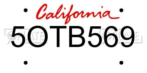 5OTB569 California License Plate