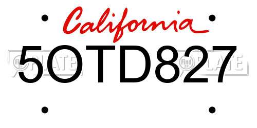 5OTD827 California License Plate