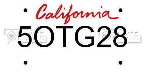 5OTG28 California License Plate