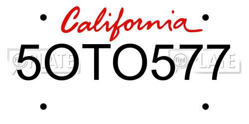 5OTO577 California License Plate