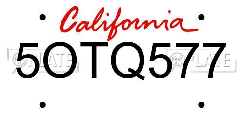 5OTQ577 California License Plate