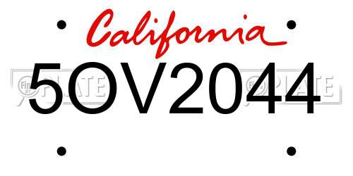 5OV2044 California License Plate