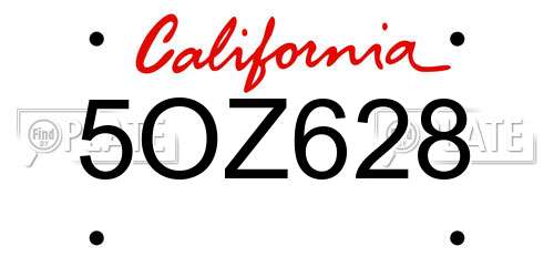 5OZ628 California License Plate