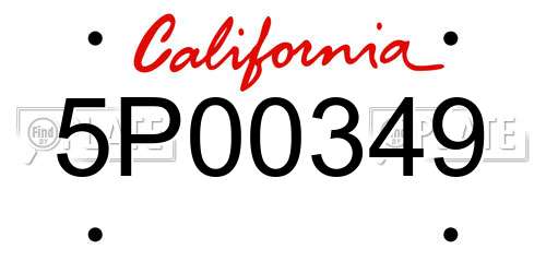 5P00349 California License Plate