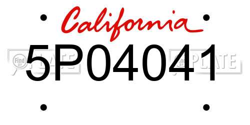 5P04041 California License Plate