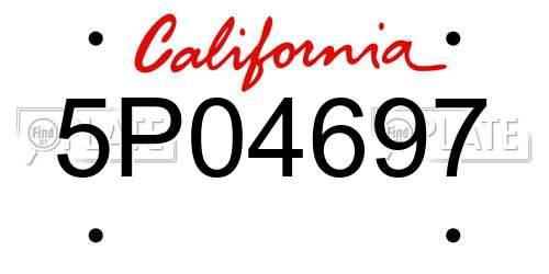 5P04697 California License Plate
