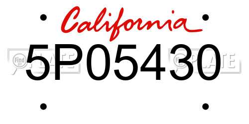 5P05430 California License Plate