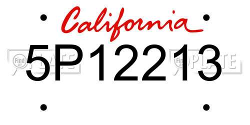 5P12213 California License Plate