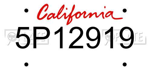 5P12919 California License Plate