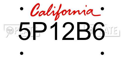5P12B6 California License Plate