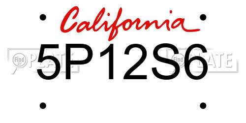5P12S6 California License Plate