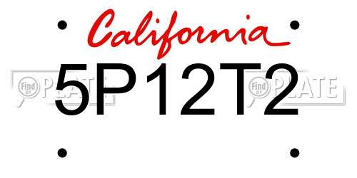 5P12T2 California License Plate