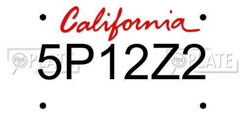 5P12Z2 California License Plate