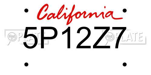 5P12Z7 California License Plate