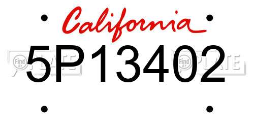 5P13402 California License Plate