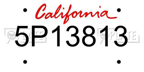 5P13813 California License Plate
