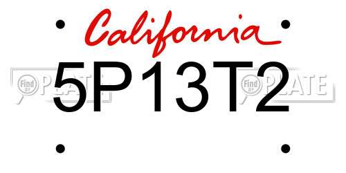 5P13T2 California License Plate