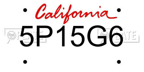 5P15G6 California License Plate