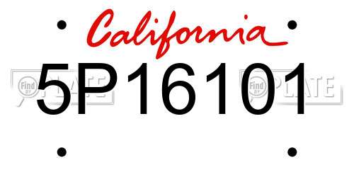 5P16101 California License Plate