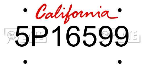5P16599 California License Plate