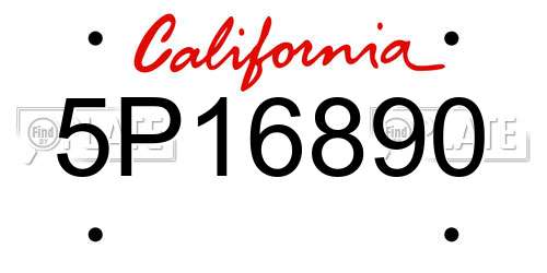 5P16890 California License Plate