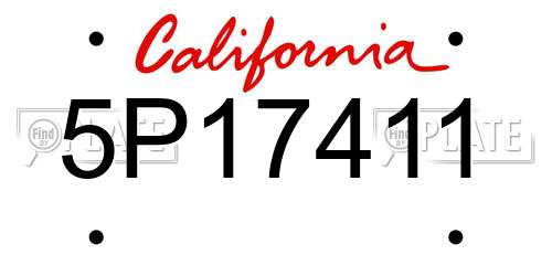 5P17411 California License Plate