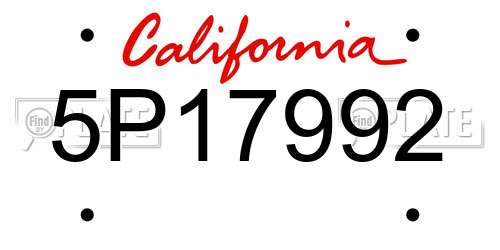 5P17992 California License Plate