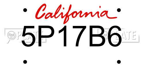 5P17B6 California License Plate