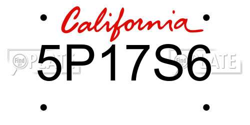 5P17S6 California License Plate