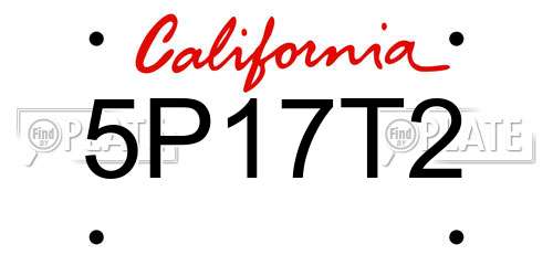 5P17T2 California License Plate