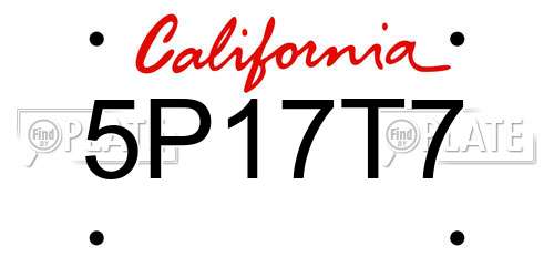 5P17T7 California License Plate