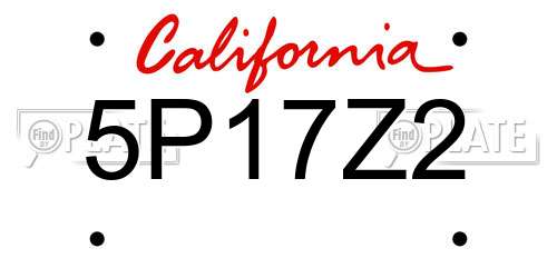 5P17Z2 California License Plate