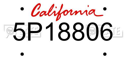 5P18806 California License Plate
