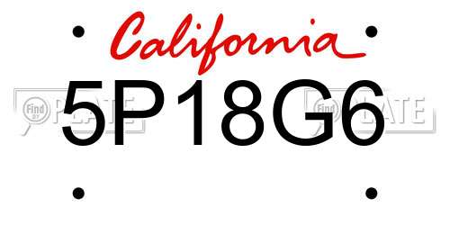 5P18G6 California License Plate