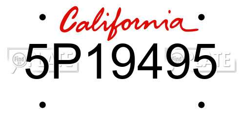 5P19495 California License Plate