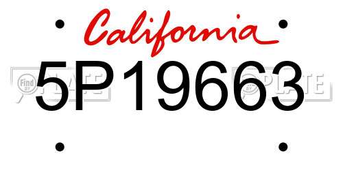 5P19663 California License Plate