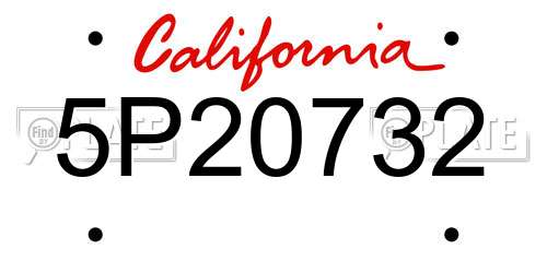 5P20732 California License Plate