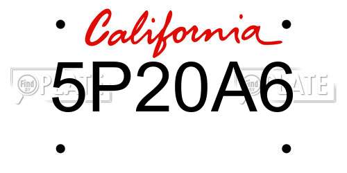 5P20A6 California License Plate