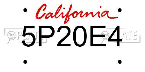 5P20E4 California License Plate