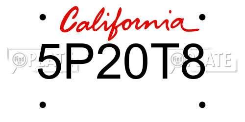 5P20T8 California License Plate